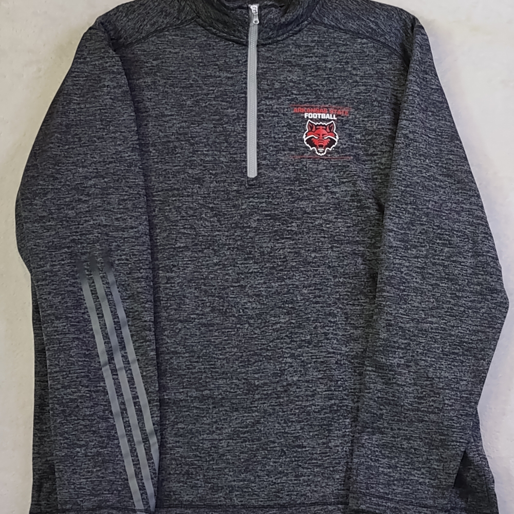 Adidas Gray Quarter-Zip Pullover Arkansas State Football Logo